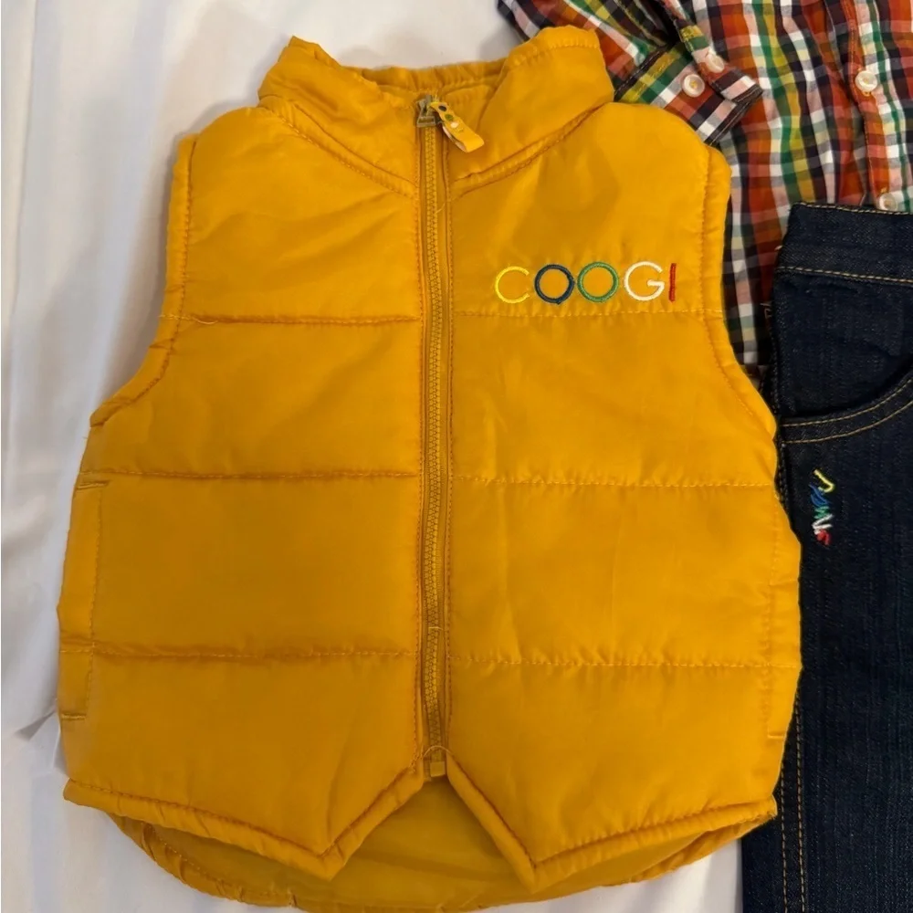 Coogi 3 Piece Outfit includes vest, button down shirt, and jeans. Size 12M